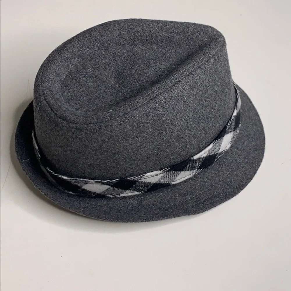 Rising Star grey felt plaid band fedora baby gq luxe hat